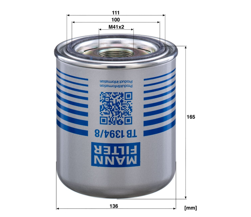 Mann Filter TB13948X Hava Kurutucu Filtre A0004292097 Mercedes Actros Antos Arocs Atego 2 Mann Filter