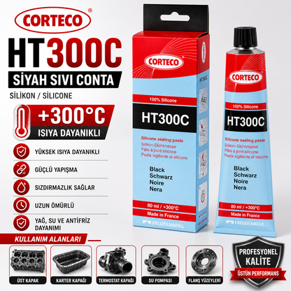 Corteco HT300C Sıvı Conta  300°C Dayanıklı Siyah Renk 80 ML Corteco