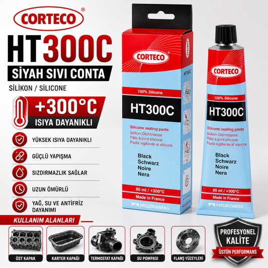 Corteco HT300C Sıvı Conta  300°C Dayanıklı Siyah Renk 80 ML Corteco