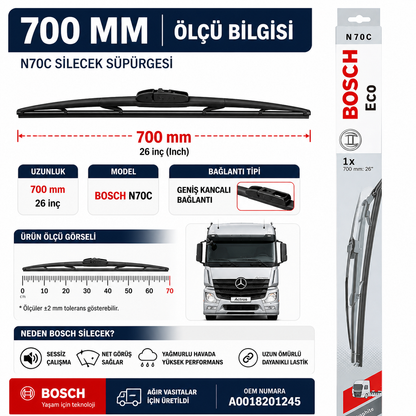 Bosch 3397015410 N70 Eco Silecek 700mm Mercedes Benz Actros Axor Ford Cargo MAN Bosch